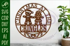 Christmas at the Family name sign laser cut Gingerbread men Product Image 1