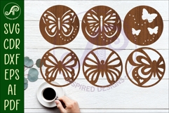 Butterfly Coasters, laser cut out garden designs 1 Product Image 1
