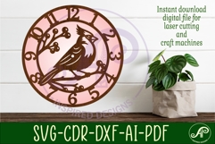 Cardinal Bird Wall Clock SVG, Laser Cut Clock Design Product Image 1