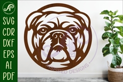 English Bulldog Wall Art SVG Laser Cut Dog Face Circle Product Image 1