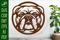 English Bulldog Wall Art SVG Laser Cut Dog Face Circle Product Image 1