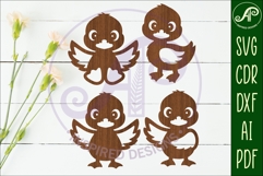 Cute little Ducks Silhouette laser cut wall art Product Image 1