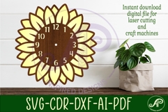Sunflower shape clock wall clock laser cut Product Image 1