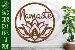 Namaste lotus flower wall sign svg laser cut file Product Image 1
