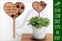 Mother&#039;s day Spanish plant stake laser engraved SVG Hearts Product Image 1