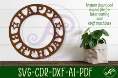 Happy birthday ring wall sign, SVG file. Product Image 1