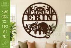 Personalized Red Panda Name Sign, Woodland Nursery Decor Product Image 1