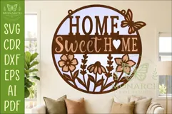 Home Sweet Home Layered SVG | Round Farmhouse Wall Sign Product Image 1
