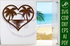 Sunset beach heart wall sign, SVG file. Product Image 1