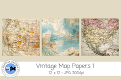Vintage Map Papers 1 Junk Journal Paper Product Image 2