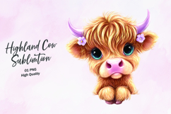Highland Baby cow clipart sublimation png Product Image 1