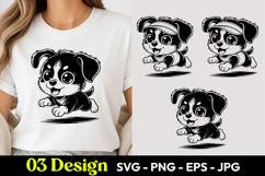 Black Puppy Cartoon SVG PNG Product Image 1
