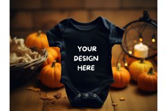 Halloween Black Baby Bodysuit Mockup Top View Kids Bodysuit2 Product Image 1