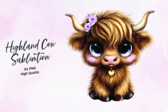 Highland Baby cow clipart sublimation png Product Image 1