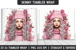 Beautiful Girl Tumbler Wrap | Flower Tumbler | Sublimation Product Image 1