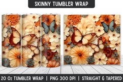 Flower Tumbler Wrap | 3D Sublimation | Skinny Tumbler Product Image 1