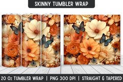 Flower Tumbler Wrap | 3D Sublimation | Skinny Tumbler Product Image 1