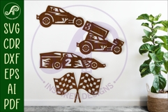 Dirt Race cars laser cut outs SVG file Product Image 1