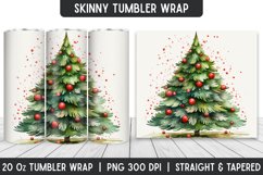 Christmas Watercolor Tree Tumbler Wrap | Christmas Product Image 1