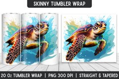 Watercolor Turtle Tumbler Wrap | Sublimation Designs Product Image 1
