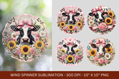 wind spinner - plaid sunflower cow Product Image 1