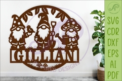 Personalized Gnome Garden Name Sign SVG Cute Gnomes Sign Product Image 1