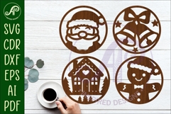 Christmas Coasters, laser cut out festive designs d2 Product Image 1