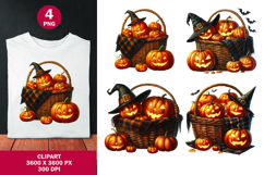 halloween clipart png - pumpkins in the basket Product Image 1