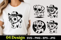 Cowboy Puppy Cartoon SVG PNG Product Image 1