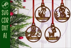 Cute woodland animals Christmas Ornament SVG Product Image 1