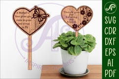 Mother&#039;s day plant stake laser engraved SVG heart shapes Product Image 1