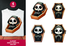 halloween clipart png - cute skull in coffin Product Image 1