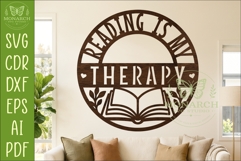 Reading Is My Therapy SVG | Book Lover Wall Sign Laser Cut Product Image 1