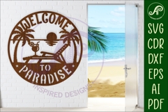 Welcome to paradise beach house wall sign, SVG file. Product Image 1