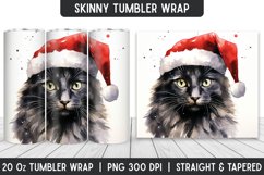 Christmas Watercolor Cat Tumbler Wrap | Christmas Product Image 1