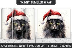 Christmas Watercolor Cat Tumbler Wrap | Christmas Product Image 1
