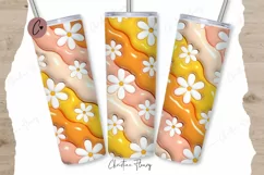 3D Inflated Retro Daisies Tumbler Wrap PNG Product Image 1