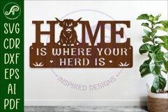 Home Is Where Your Herd Is Highland Cow wall sign Product Image 1