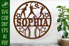 Softball female name sign svg laser cut template Product Image 1