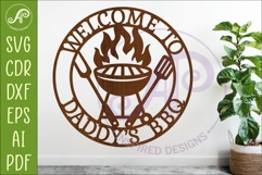 Welcome To Daddy’s BBQ SVG. Grill Wall Sign Laser Cut Product Image 1