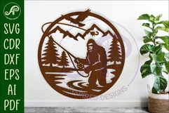 Bigfoot Fly Fishing wall art sign, SVG file Product Image 1