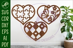 Hanging hearts wall sign, laser cut design 4 Product Image 1