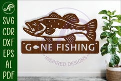 Gone fishing wall sign design laser cut Bass fish Product Image 1