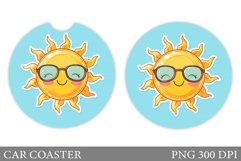 Cute Sun Car Coaster. Positive Sun Coaster Design Product Image 1