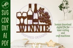 Wine name sign svg laser cut file Product Image 1