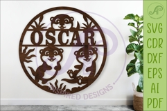 Cute Otter Nursery Name Sign SVG | Round Animal Wall Decor Product Image 1