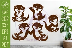 Cute Otters Silhouette SVG, Otter cut out shapes 1 Product Image 1