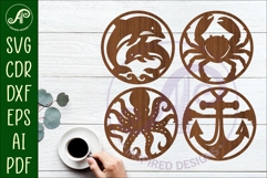 Ocean, nautical Coasters, laser cut out beach designs 1 Product Image 1