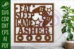 Gamer themed named wall sign or card topper svg Product Image 1