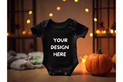 Halloween Black Baby Bodysuit Mockup Top View Kids Bodysuit3 Product Image 1